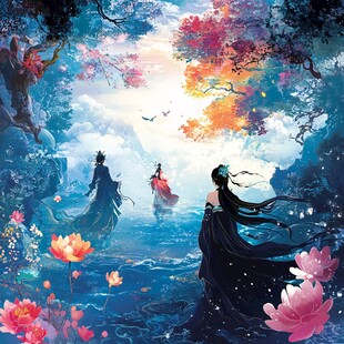 仙侠仙境中仙者漫步之景