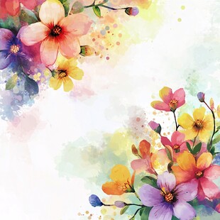 水彩花卉 绚丽多彩的绽放