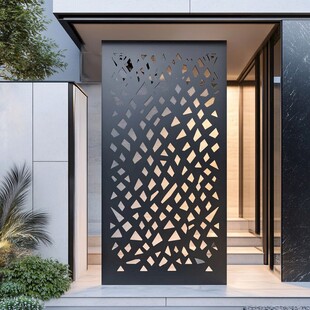现代几何镂空金属装饰屏风