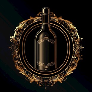 奢华黑金葡萄酒瓶装饰图