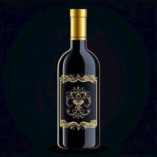 精致黑金葡萄酒瓶设计图