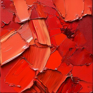 红色油彩笔触纹理特写