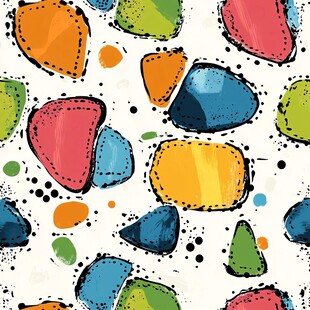 多彩手绘几何图案无缝背景