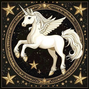 梦幻独角兽于星环中飞舞