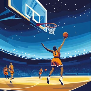 篮球运动员赛场精彩扣篮瞬间