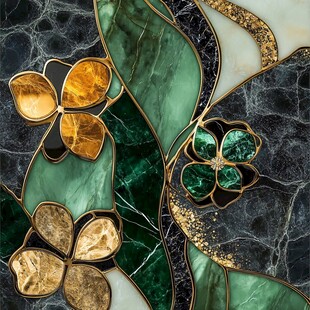 绿金花纹大理石艺术图案