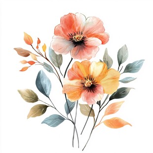 水彩花卉插画 清新花朵图
