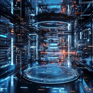 未来科技感的数据中心空间