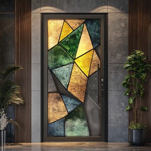 时尚几何艺术玻璃入户门