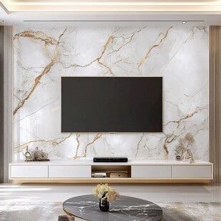 现代轻奢风大理石电视背景墙