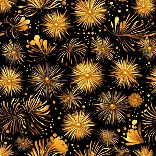 金色烟花无缝图案背景