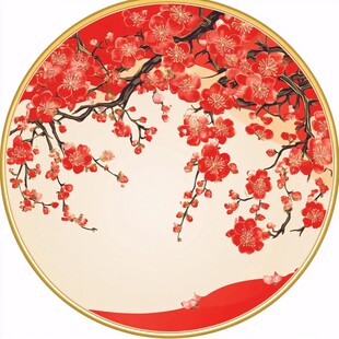 红梅报春圆形中式装饰画