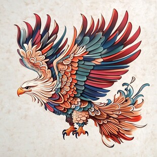 彩色雄鹰展翅艺术插画