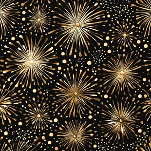 黑金烟花无缝图案背景