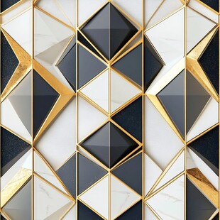 几何金箔拼贴墙面艺术