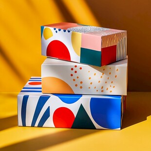 多彩几何图案精美礼盒堆叠