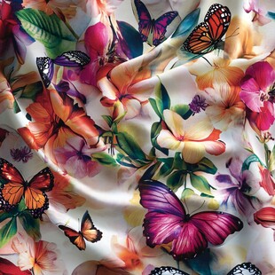 花卉蝴蝶印花面料图案