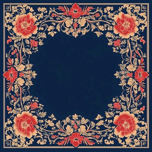 中式花卉边框传统装饰图案