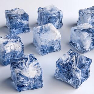 蓝色梦幻纹理冰块