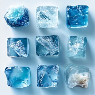多彩晶莹冰块展示