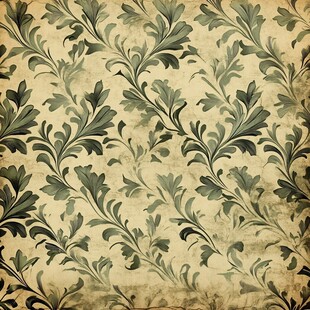 复古绿叶花纹壁纸图案