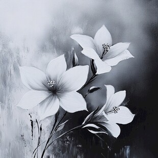 黑白花卉艺术画