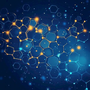 科技感六边形分子结构背景