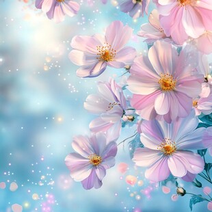 梦幻粉紫花朵背景图