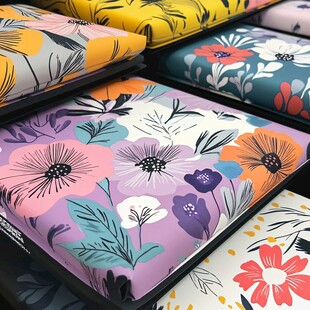 多彩花卉图案抱枕展示