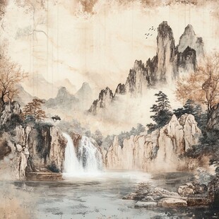 水墨山水间的自然诗意画卷