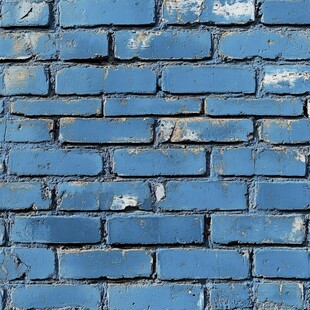 蓝色斑驳砖墙纹理特写