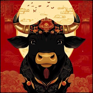 牛年贺岁图 传统喜庆风