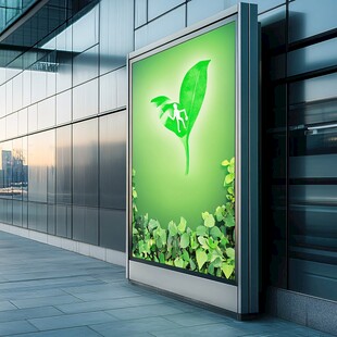 户外绿主题广告宣传牌