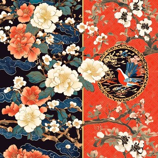 中式花鸟传统纹样图案