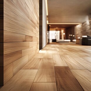 木质地板与墙面的室内景致