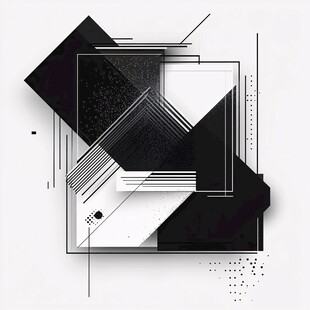 黑白几何抽象艺术图形