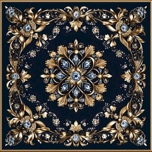 奢华黑金宝石花纹图案