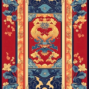 中式传统双凤纹样图案