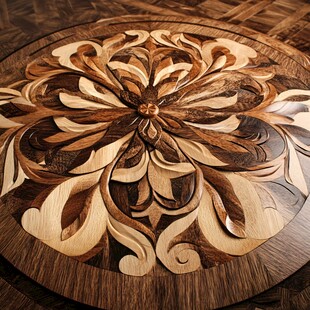 精美木雕圆形花纹装饰
