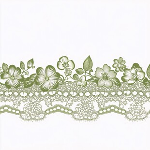 淡绿色花卉蕾丝花边图案