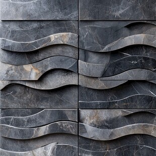 立体波浪纹大理石墙面