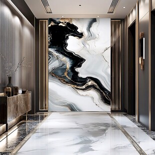 现代奢华玄关大理石艺术背景墙