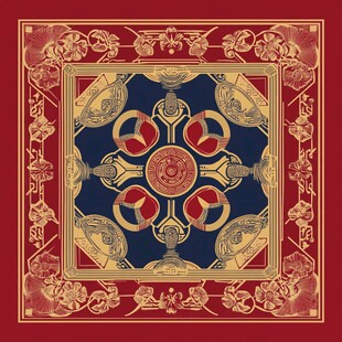复古华丽方形图案装饰设计