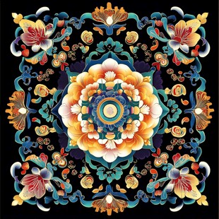 传统中式花卉纹样图案