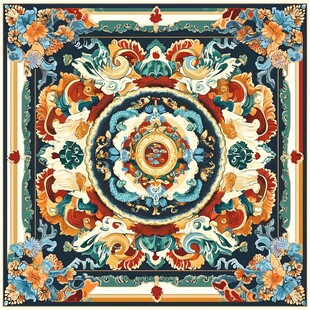 华丽复古风方形花纹图案