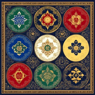 复古华丽圆形花纹图案设计