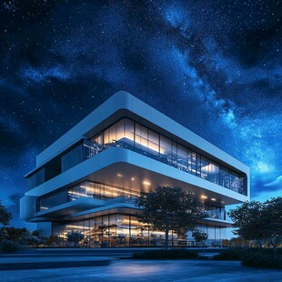 星空下的现代梦幻建筑