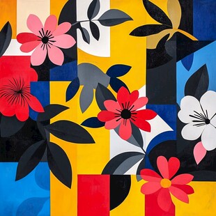 多彩几何花卉图案设计