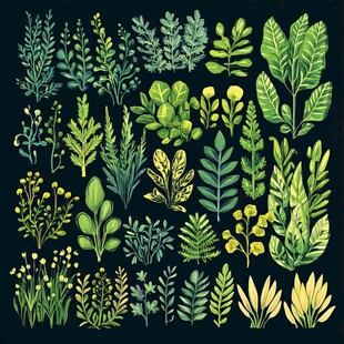 手绘绿植花卉元素集合