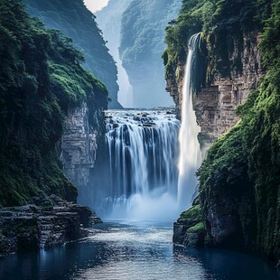峡谷飞瀑 自然壮美景观